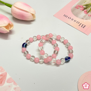 Pink Crystal Bloom Evil Eye Bracelet