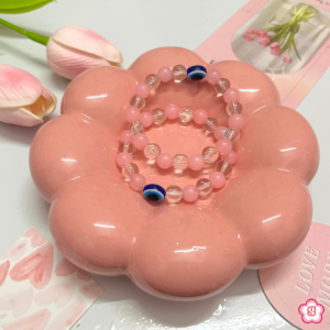 Pink Crystal Bloom Evil Eye Bracelet