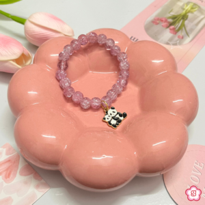 Sweet Pink Panda Charm Beaded Bracelet