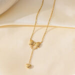 Bow Drop Heart Anti-Tarnish Necklace