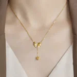 Bow Drop Heart Anti-Tarnish Necklace