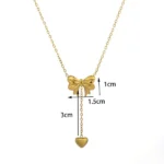 Bow Drop Heart Anti-Tarnish Necklace