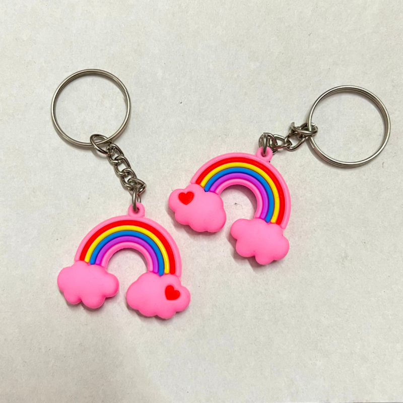 Pink Rainbow Cloud Keychain