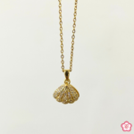 Golden Pearl in a Shell Pendant Necklace