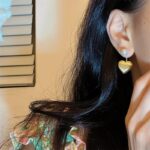Golden Heart Pearl Drop Earrings