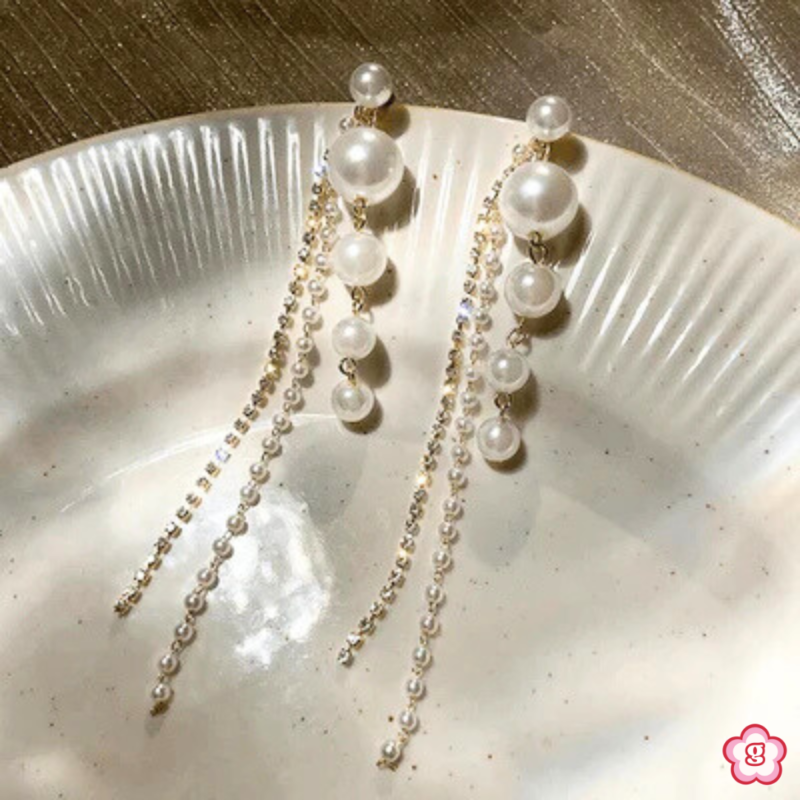 Crystal Pearl Cascade Earrings