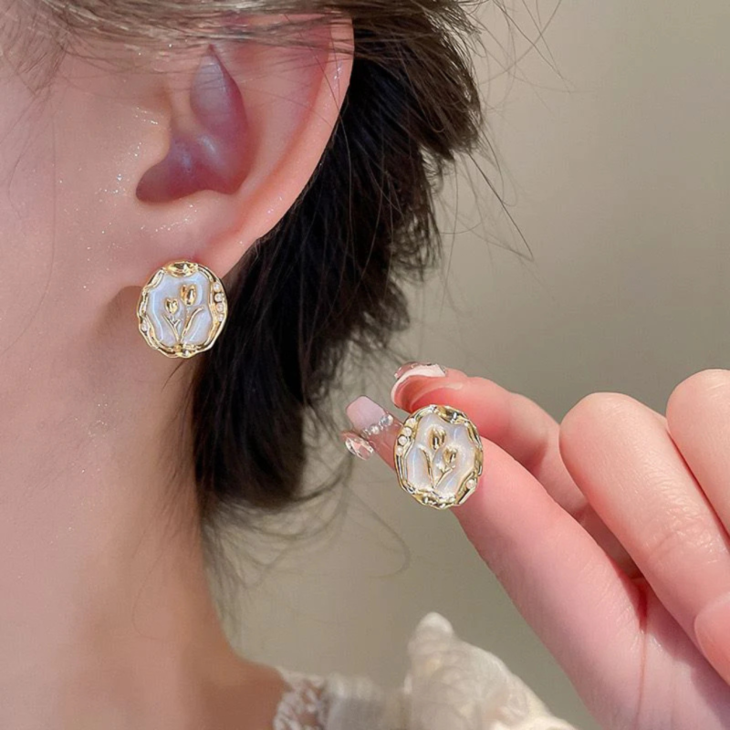 Embossed Blossom Stud Earrings