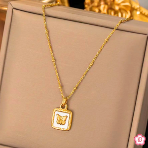 Golden Butterfly Emblem Necklace