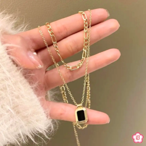 Black Charm Layered Necklace 