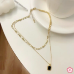 Black Charm Layered Necklace