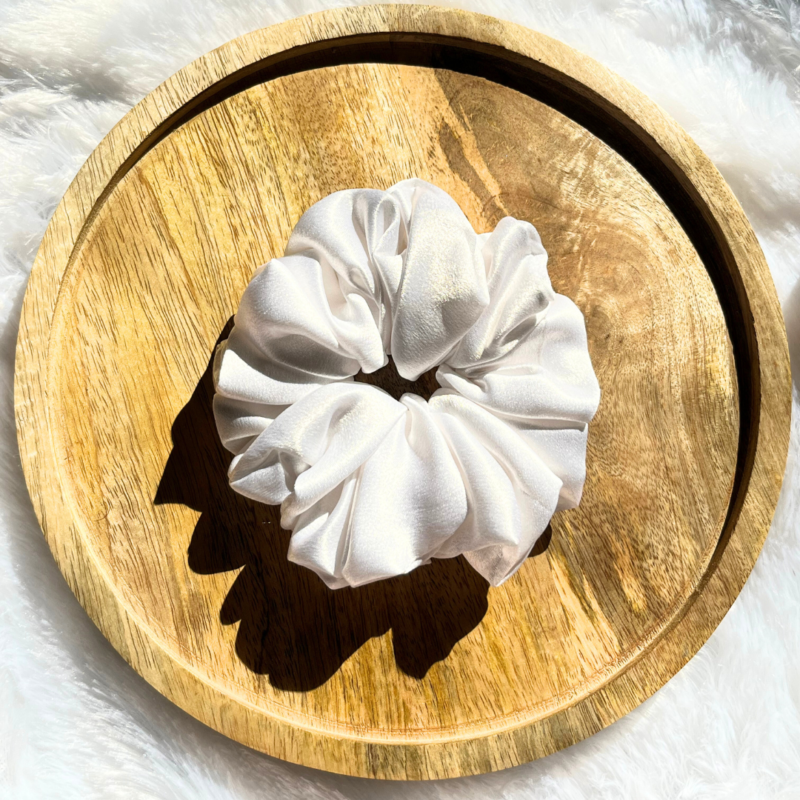 Pearl White XL Satin Scrunchie