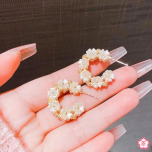 Pearl Blossom Floral Hoop Earrings