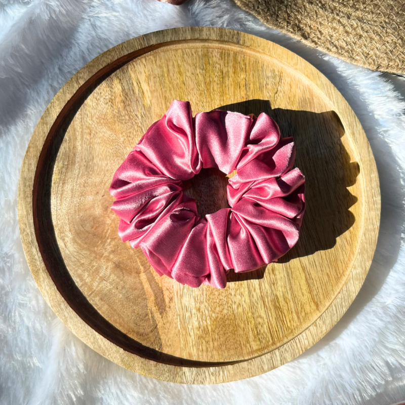 Rosy Pink XL Satin Scrunchie