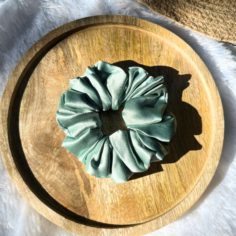 Mint Glow XL Satin Scrunchie