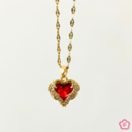 The Katherine’s Flame Red Necklace – Salvatore Heart Pendant