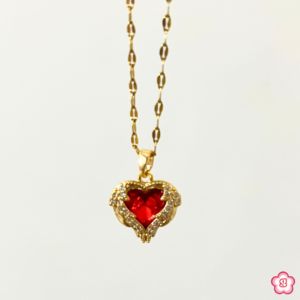The Katherine’s Flame Red Necklace – Salvatore Heart Pendant