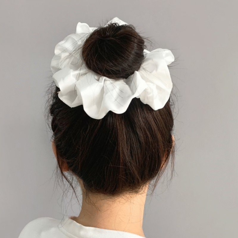 Pearl White XL Satin Scrunchie
