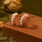 Regal Bloom Pearl & Diamond Hoops