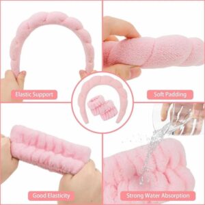 blush pink Spa Headband & Wristbands set