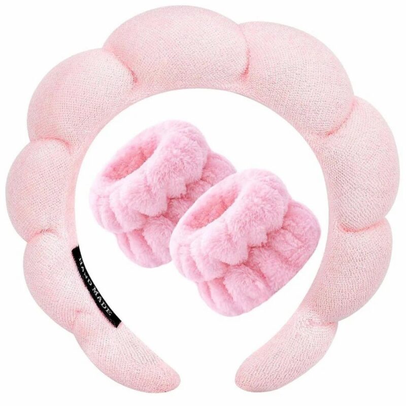 blush pink Spa Headband & Wristbands set