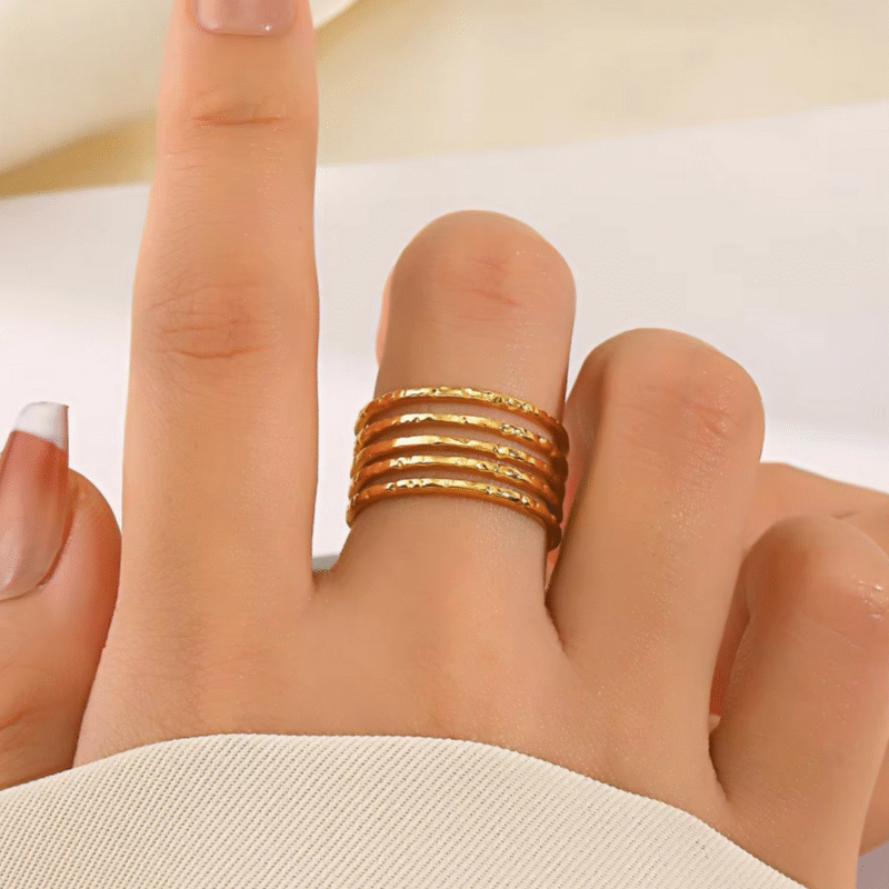 Textured Multi-Layer Anti Tarnish Ring