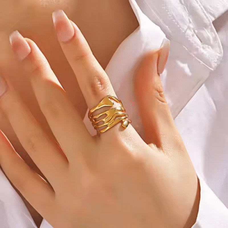 Chunky Hollow Abstract Ring - Anti Tarnish
