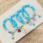 Blue Crystal Bloom Beaded Bracelet
