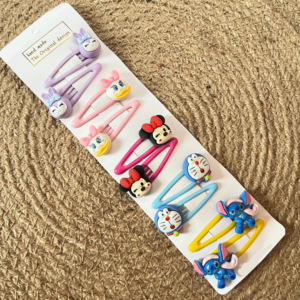 Cartoon Mania Hair Clip Set – Pack of 6 Pairs (12 Pcs)