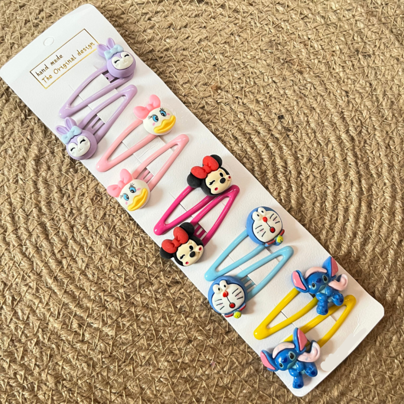 Cartoon Mania Hair Clip Set – Pack of 6 Pairs (12 Pcs)