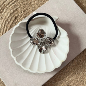 Silver Bloom Hair Tie