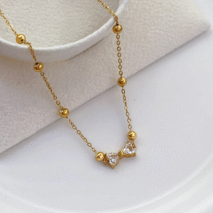 Bow Beaded Anti Tarnish Chain Necklace