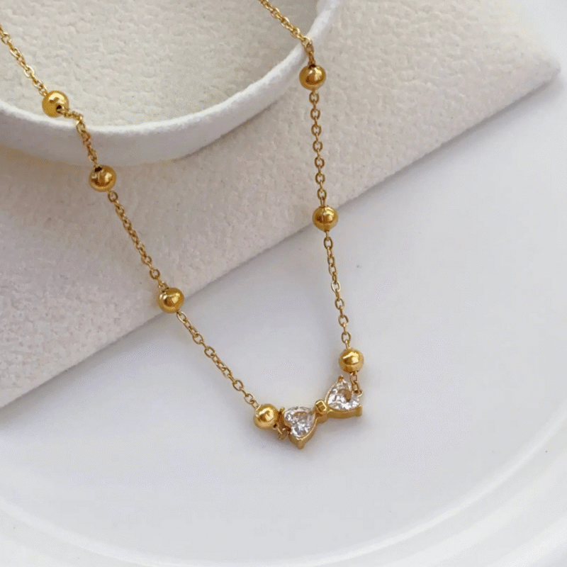 Bow Beaded Anti Tarnish Chain Necklace