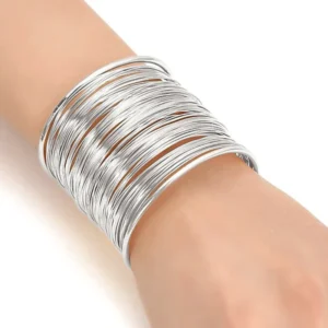 Silver Wire-Wrap Cuff Bracelet