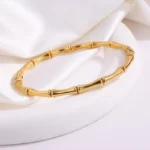 Golden Bamboo Anti-Tarnish Bangle Bracelet