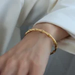 Golden Bamboo Anti-Tarnish Bangle Bracelet