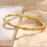 Golden Bamboo Anti-Tarnish Bangle Bracelet