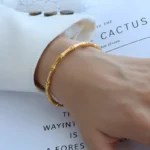 Golden Bamboo Anti-Tarnish Bangle Bracelet