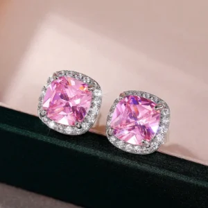 Blush Aura Anti Tarnish AD Square Earrings