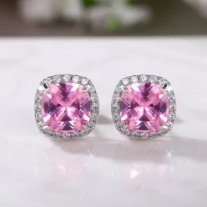 Blush Aura Anti Tarnish AD Square Earrings