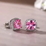 Blush Aura Anti Tarnish AD Square Earrings