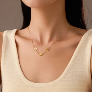 Golden Daisy Charm Anti-Tarnish Necklace