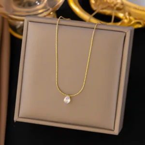 Crystal Teardrop Anti-Tarnish Necklace
