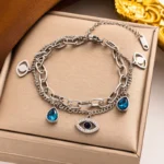 Silver Evil Eye Charm Anti Tarnish Bracelet