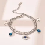 Silver Evil Eye Charm Anti Tarnish Bracelet
