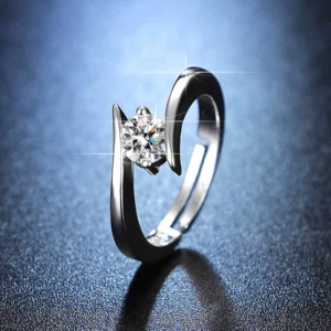 Adjustable Anti-Tarnish Solitaire Ring