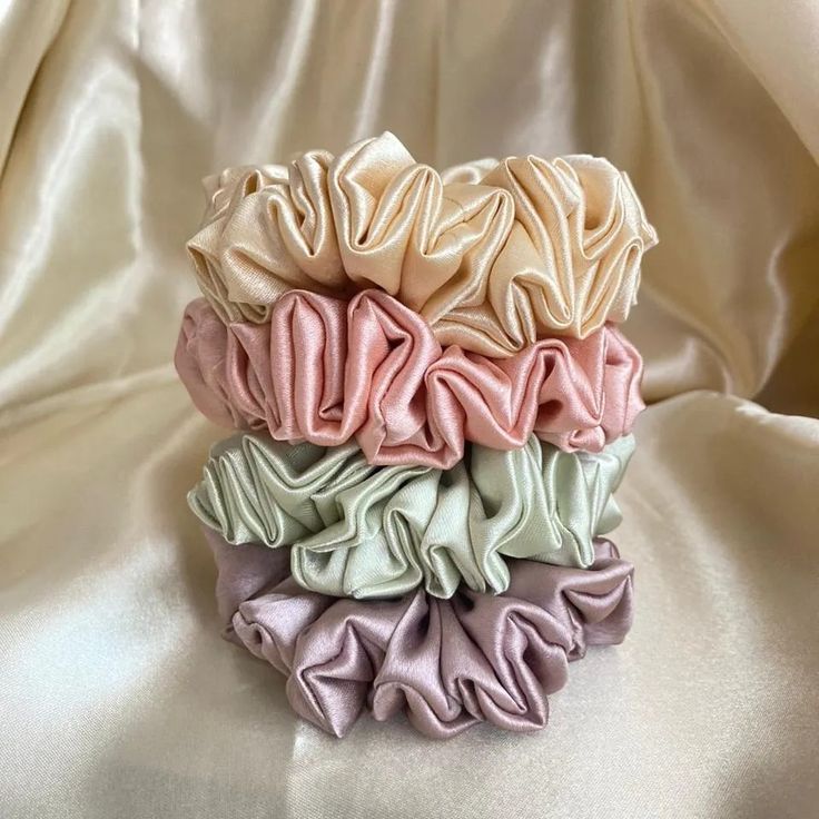 Satin pastel scrunchies