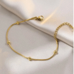 Minimal Gold Bead Anklet - Anti-Tarnish Finish