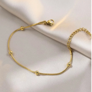 Minimal Gold Bead Anklet - Anti-Tarnish Finish