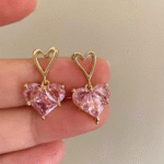 Blush Crush Heart Gemstone Korean Earrings