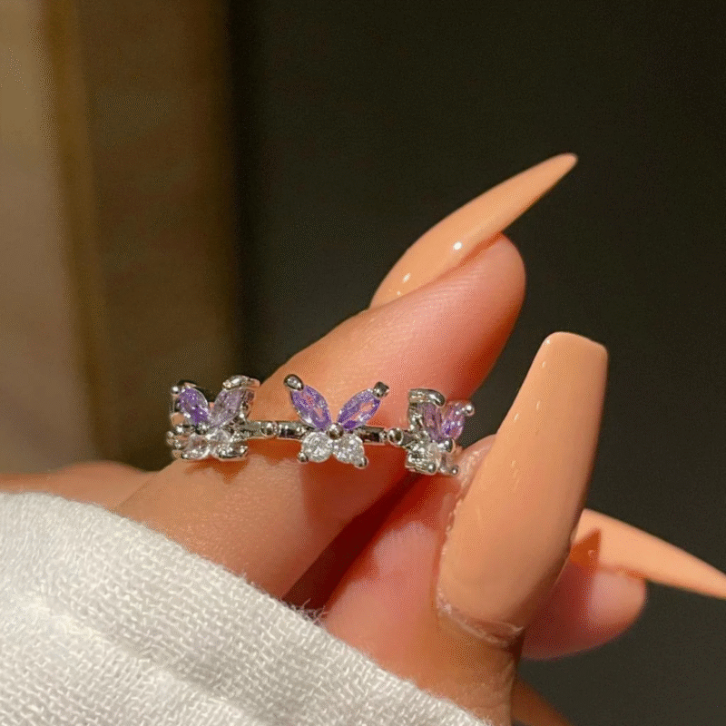 Lavender Butterfly Korean Ring